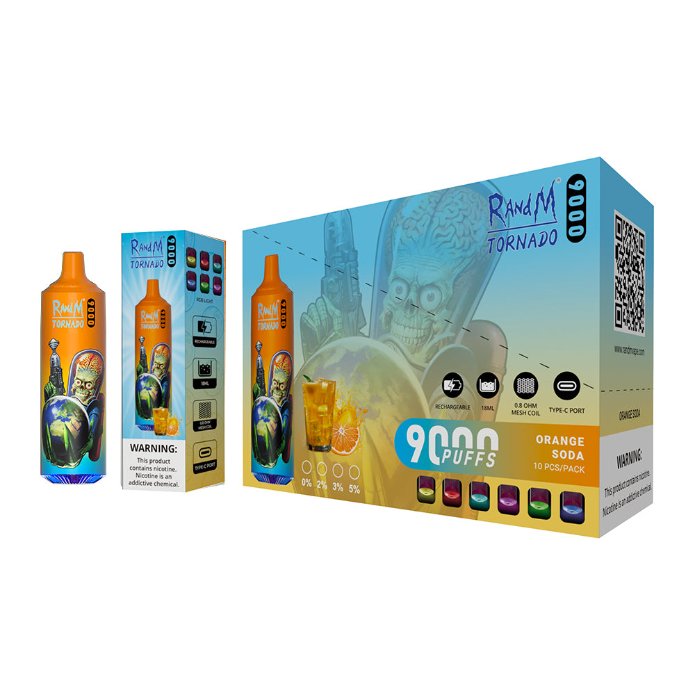 RAndM Tornado 9000 Puffs Wegwerp Vape (Doos van 10)